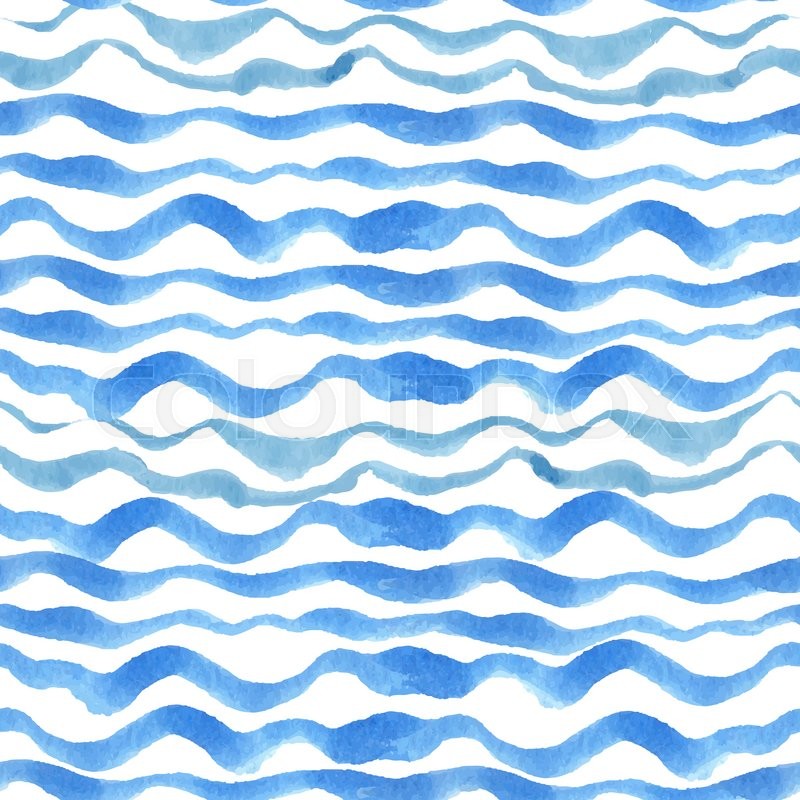 800x800 Watercolor Seamless Pattern Border. Blue Cyan Horizontal Strips - Watercolor Seamless Pattern