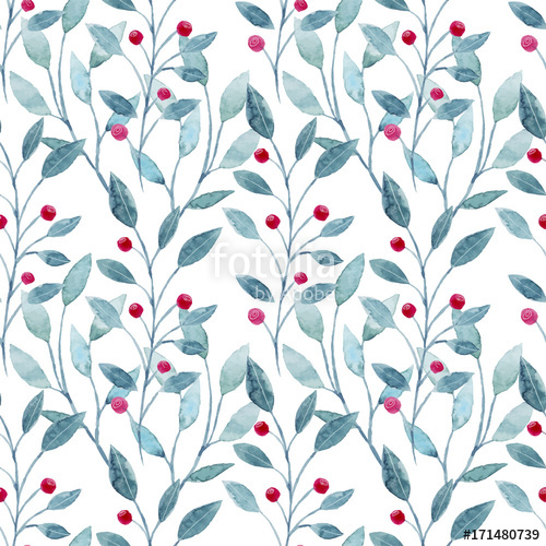 500x500 Watercolor Seamless Pattern With Christmas Leaves And Flowers - Watercolor Seamless Pattern