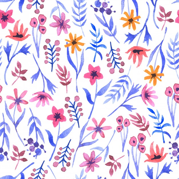 626x626 Watercolor Seamless Pattern With Flowers Vector Free Download - Watercolor Seamless Pattern