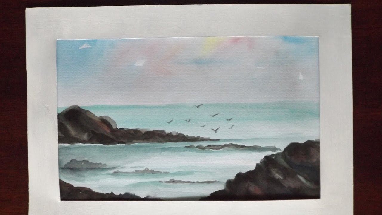 1280x720 Very Easy How To Paint A Little Seascape For Beginners Using - Watercolor Seascape