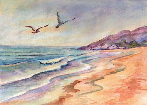 500x359 How To Paint A Seascape In Watercolor - Watercolor Seascape