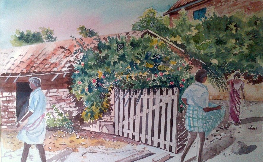886x548 Z Security In Village By Artist Satyendra Kumar Whatshapp Bengaluru - Watercolor Security