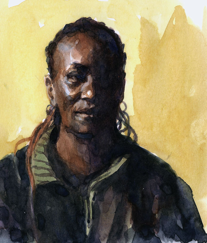 708x831 Art In A Busy World Painting Watercolor On Plate Finished Bristol - Watercolor Self Portrait