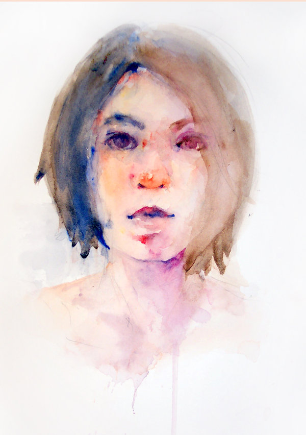 600x852 Watercolor Self Portrait No.4 By Jia Jia - Watercolor Self Portrait