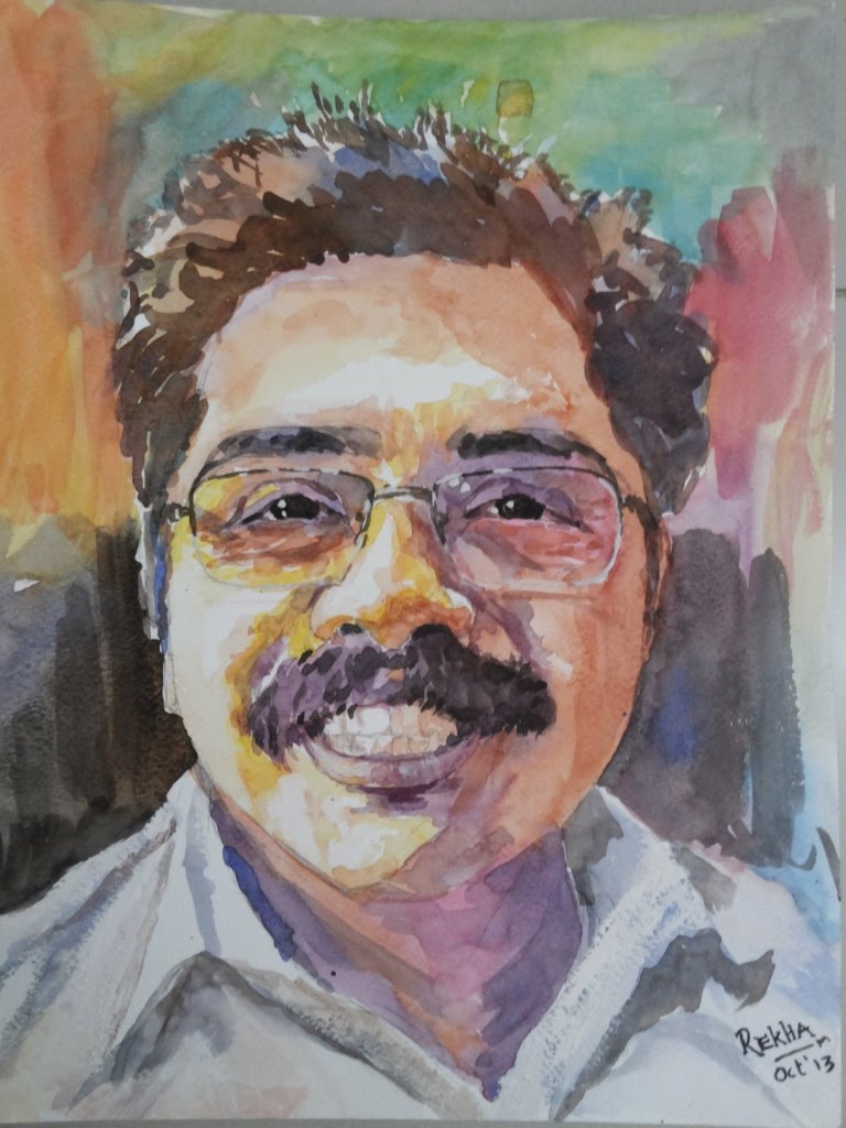768x1024 Watercolor Painting Demonstration On Portrait By Rekha H - Watercolor Self Portrait