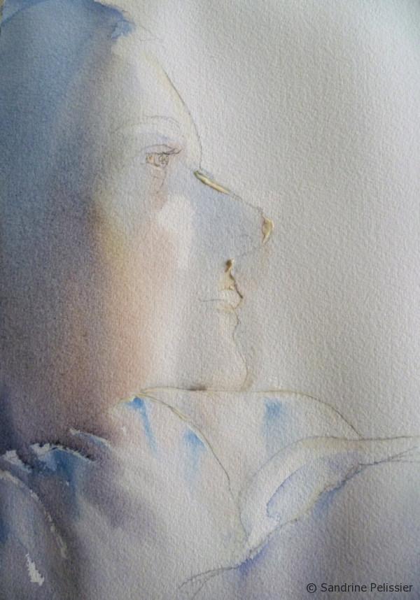 600x858 Watercolor Portrait Step By Step Painting Tutorial Self Portrait - Watercolor Self Portrait