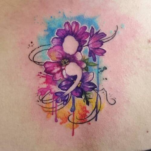 500x500 Semicolon Tattoos For Women - Watercolor Semicolon