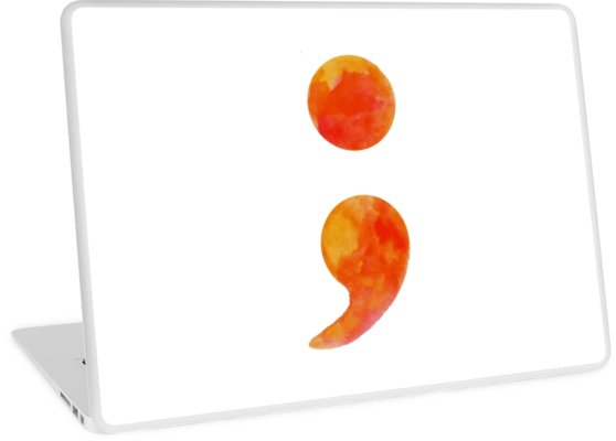 558x400 Watercolor Semicolon (Warm Colors) Laptop Skins By Legendofzeldy - Watercolor Semicolon