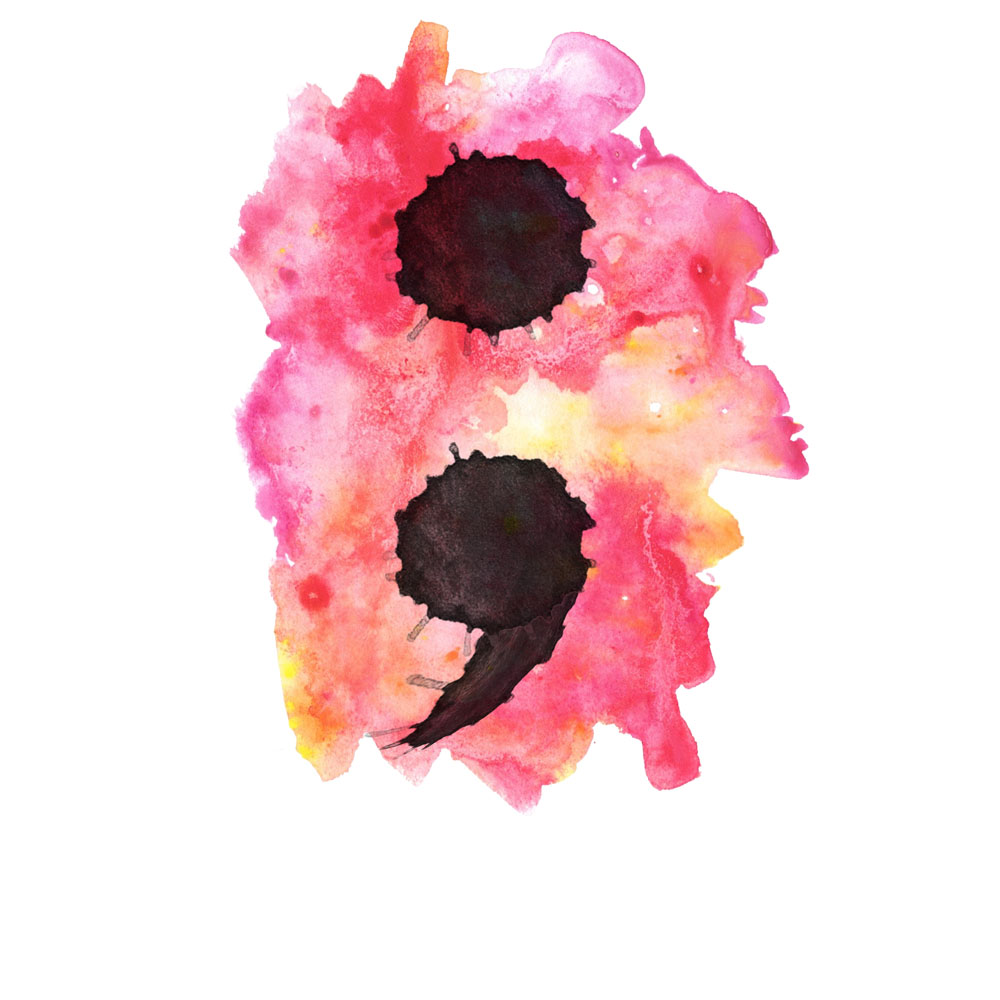 1000x1000 Watercolour Emhac Project Semicolon Buy My Shirt - Watercolor Semicolon