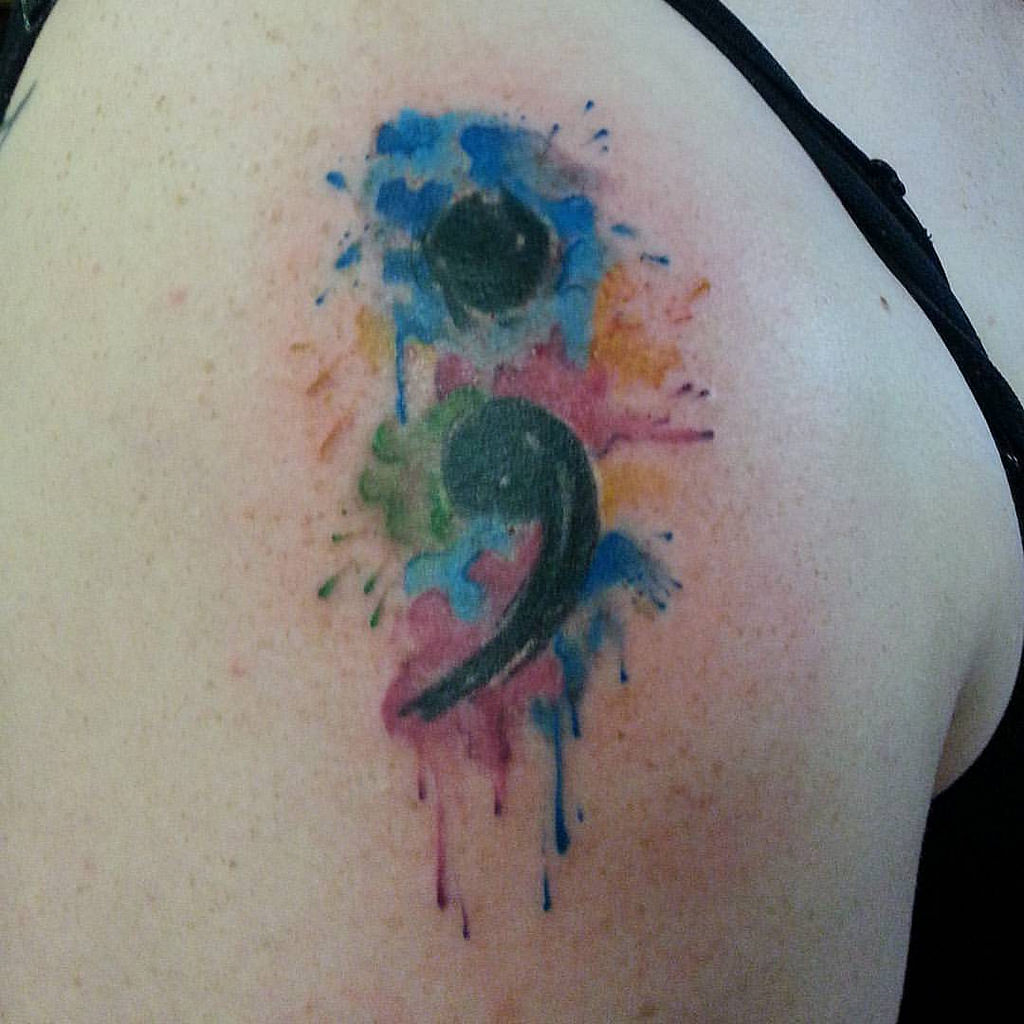 1024x1024 Little Watercolor Semicolon Piece I Made Today. - Watercolor Semicolon