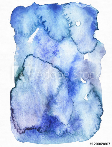 380x500 Blue Watercolor Hand Drawn Abstract Shape Based On Ink Drips And - Watercolor Shades