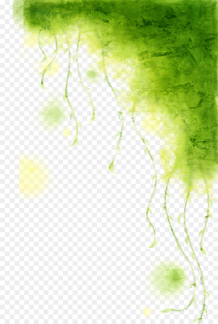 900x1340 Download Vine Watercolor Painting Green Green Dream Shading - Watercolor Shading