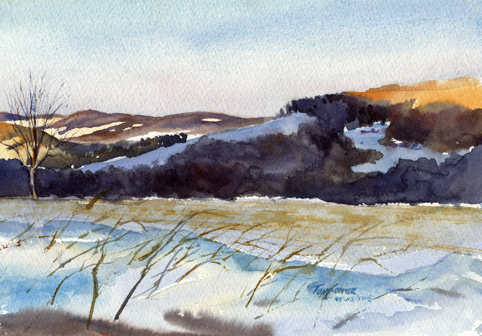 970x676 Morning Sun Amp Original Watercolor Painting Vermont - Watercolor Shadows