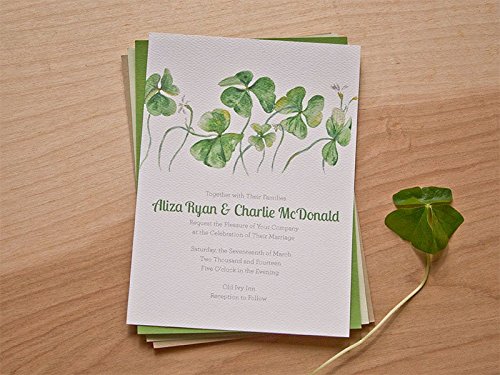500x375 Watercolor Irish Shamrock Wedding Invitation - Watercolor Shamrock