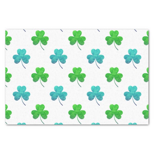 540x540 Watercolor Shamrock Pattern Tissue Paper - Watercolor Shamrock