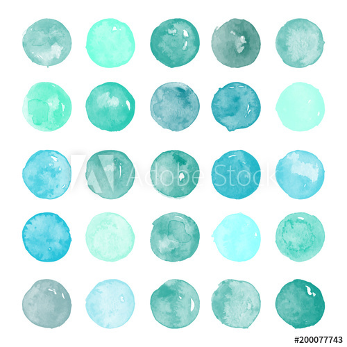 500x500 Set Of Watercolor Shapes. Watercolors Blobs. Set Of Blue - Watercolor Shapes