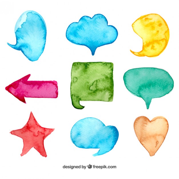 626x626 Watercolor Speech Bubbles And Shapes Vector Free Download - Watercolor Shapes