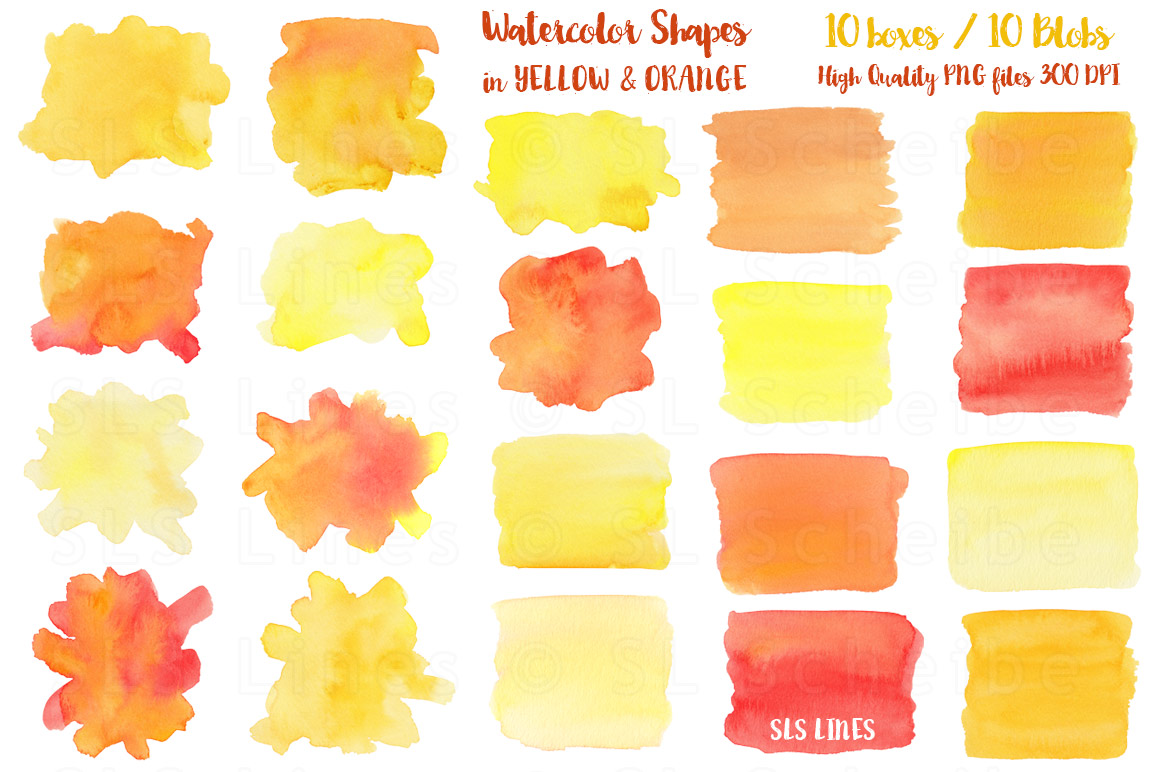 1160x772 Yellow Watercolor Shapes By Sls Lines - Watercolor Shapes