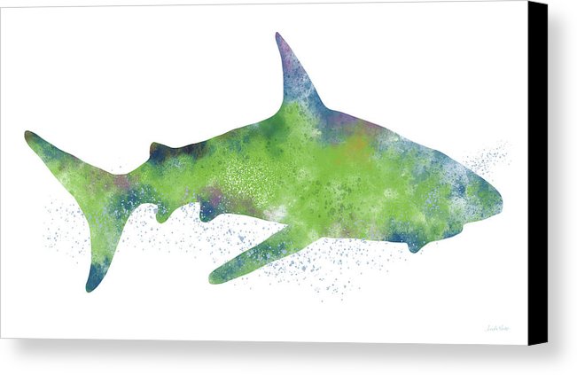 651x423 Watercolor Shark 2 Art By Linda Woods Canvas Print Canvas Art By - Watercolor Shark