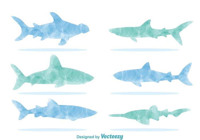 700x490 Watercolor Shark Silhouette Vectors - Watercolor Shark