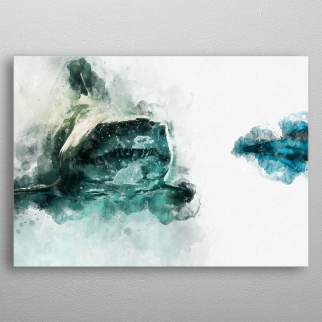640x640 Watercolor Shark By Christian K Metal Posters - Watercolor Shark