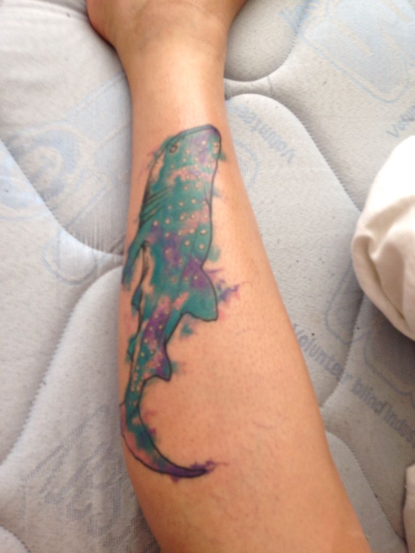 852x1136 Watercolor Whale Shark Tattoo By Chili Tattoo Artist Pablo Verdugo - Watercolor Shark Tattoo