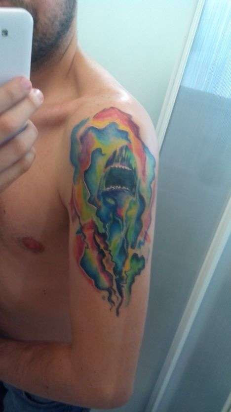 468x832 Watercolor Shark Tattoo - Watercolor Shark Tattoo