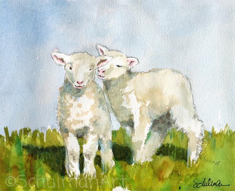 800x652 Sheep Art Farm Animals Watercolor Original Art Farm Art - Watercolor Sheep