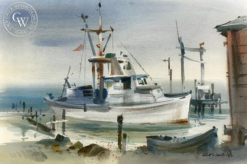 800x533 Shrimp Boat, Art By Robert E. Wood California Watercolor - Watercolor Ship