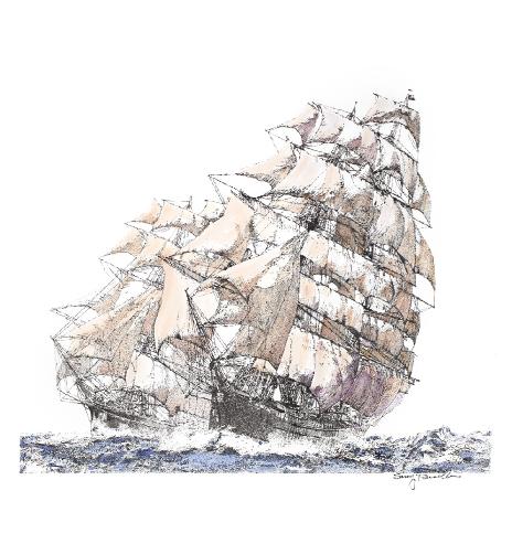 464x493 Sonny Perschbacher - Watercolor Ship