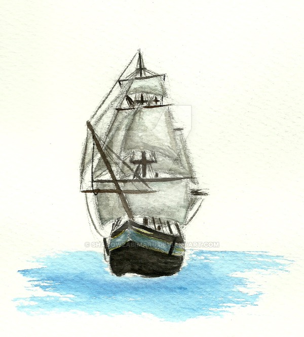 600x666 Watercolor Ship By Shadowzabimaru - Watercolor Ship