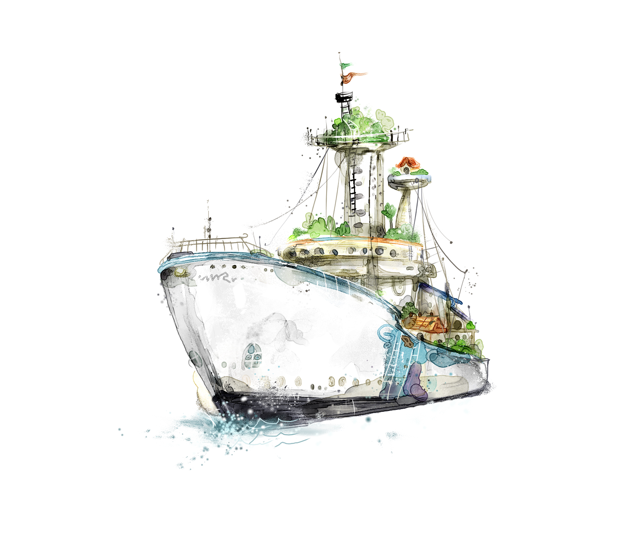 2226x1880 Watercolor Painting High Definition Television 4k Resolution - Watercolor Ship