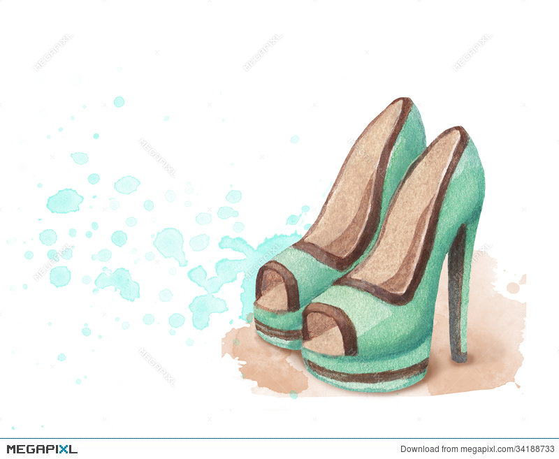 800x657 Watercolor Shoes Illustration Illustration 34188733 - Watercolor Shoes