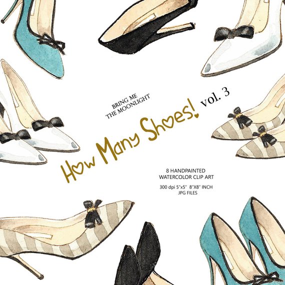 570x570 Watercolor Shoes Clipart High Heels Clipart Woman Shoes Etsy - Watercolor Shoes