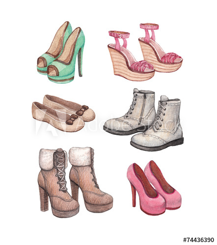 442x500 Watercolor Shoes Illustration - Watercolor Shoes