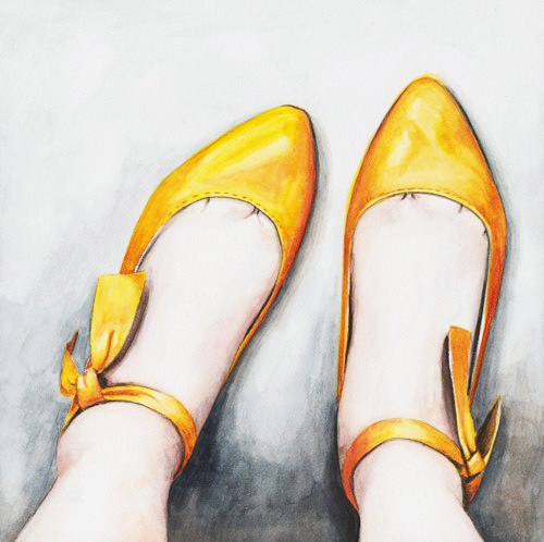 500x498 Yellow Shoes Redstreake - Watercolor Shoes