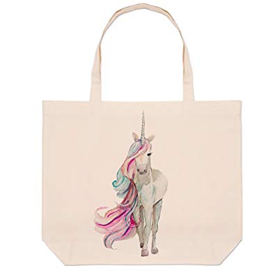 395x395 Hiros Watercolor Unicorn Themed Tote Bag,natural Shopping Bag - Watercolor Shopping