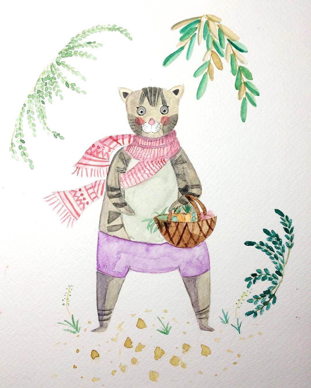 1080x1350 Mr Meow Went On Shopping - Watercolor Shopping