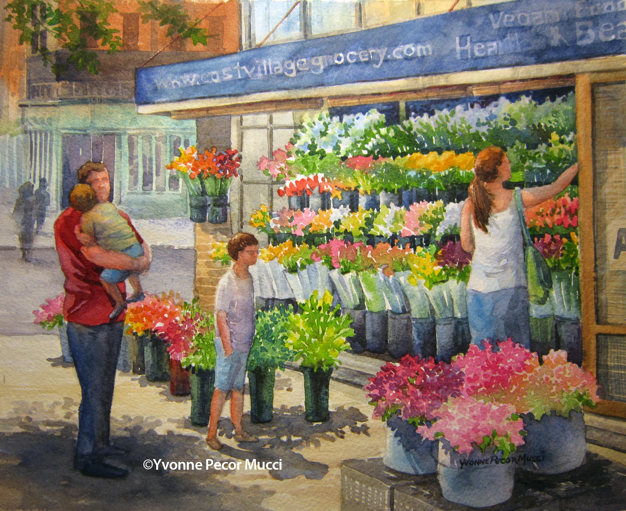2000x1633 Saturday Shopping Watercolor Yvonne Pecor Mucci - Watercolor Shopping