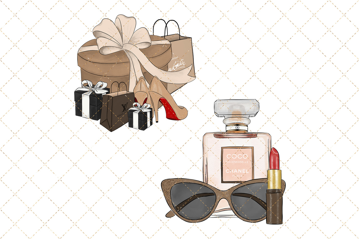 1400x933 Shopping Girl Watercolor Clipart By Phantasiadesign - Watercolor Shopping