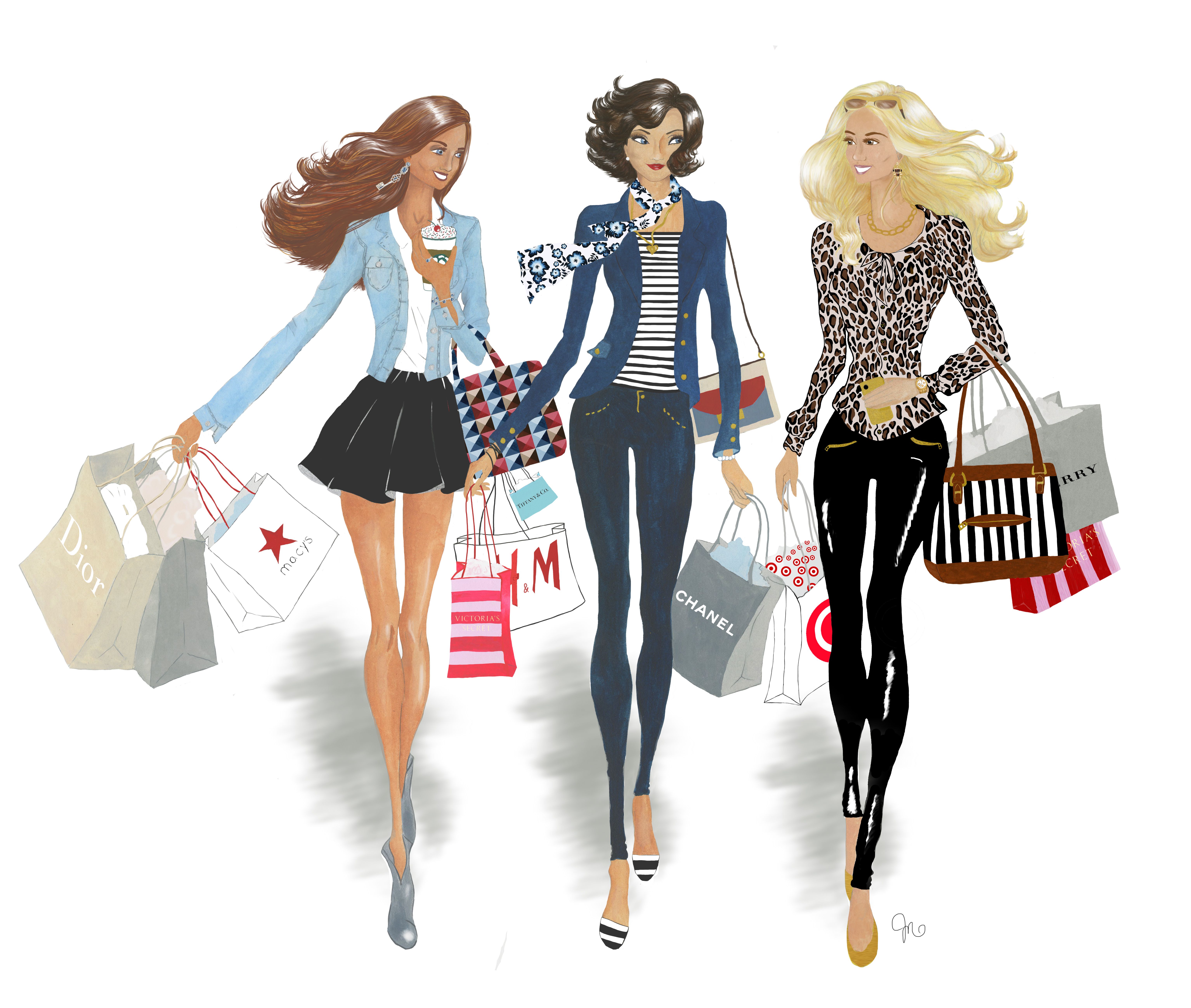 6138x5196 Watercolor, Shopping Ladies Fashion Illustration - Watercolor Shopping