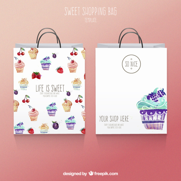 626x626 Cute Watercolor Shopping Bags Vector Free Download - Watercolor Shopping