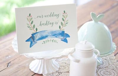 400x258 Elegant Watercolor Wedding Hashtag Signs - Watercolor Signs