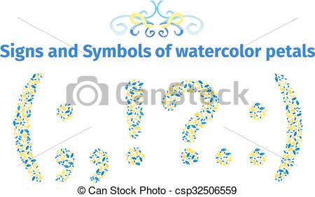450x282 Signs And Symbols Of Watercolor Petals. Vector Illustration - Watercolor Signs