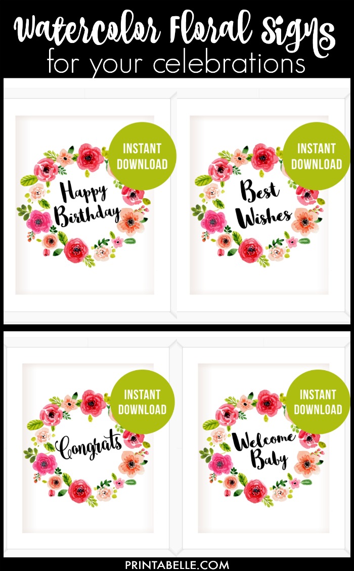 700x1129 Watercolor Floral Party Signs Printable Party Games, Invitations - Watercolor Signs