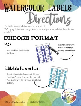 270x350 Watercolor Signs Labels Editable ~ Back To School Decor By - Watercolor Signs