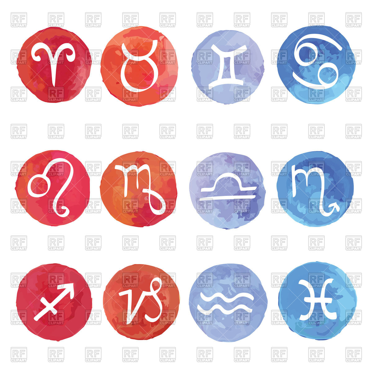 1200x1200 Watercolor Horoscope Zodiac Signs Vector Image Vector Artwork Of - Watercolor Signs