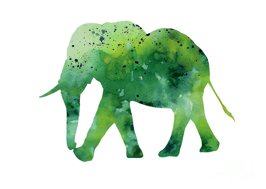 900x639 Elephant Silhouette Watercolor Art Print Painting Painting By - Watercolor Signs