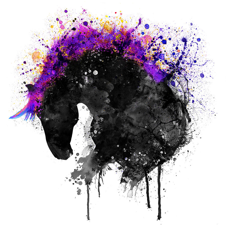 900x900 Horse Head Watercolor Silhouette Painting By Marian Voicu - Watercolor Signs