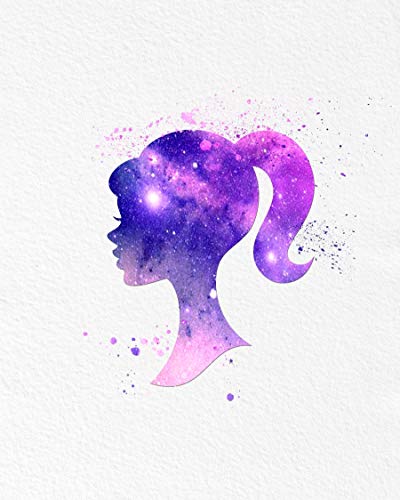 400x500 Galaxy Girl Silhouette Doll Watercolor Art Print 5x7 - Watercolor Signs